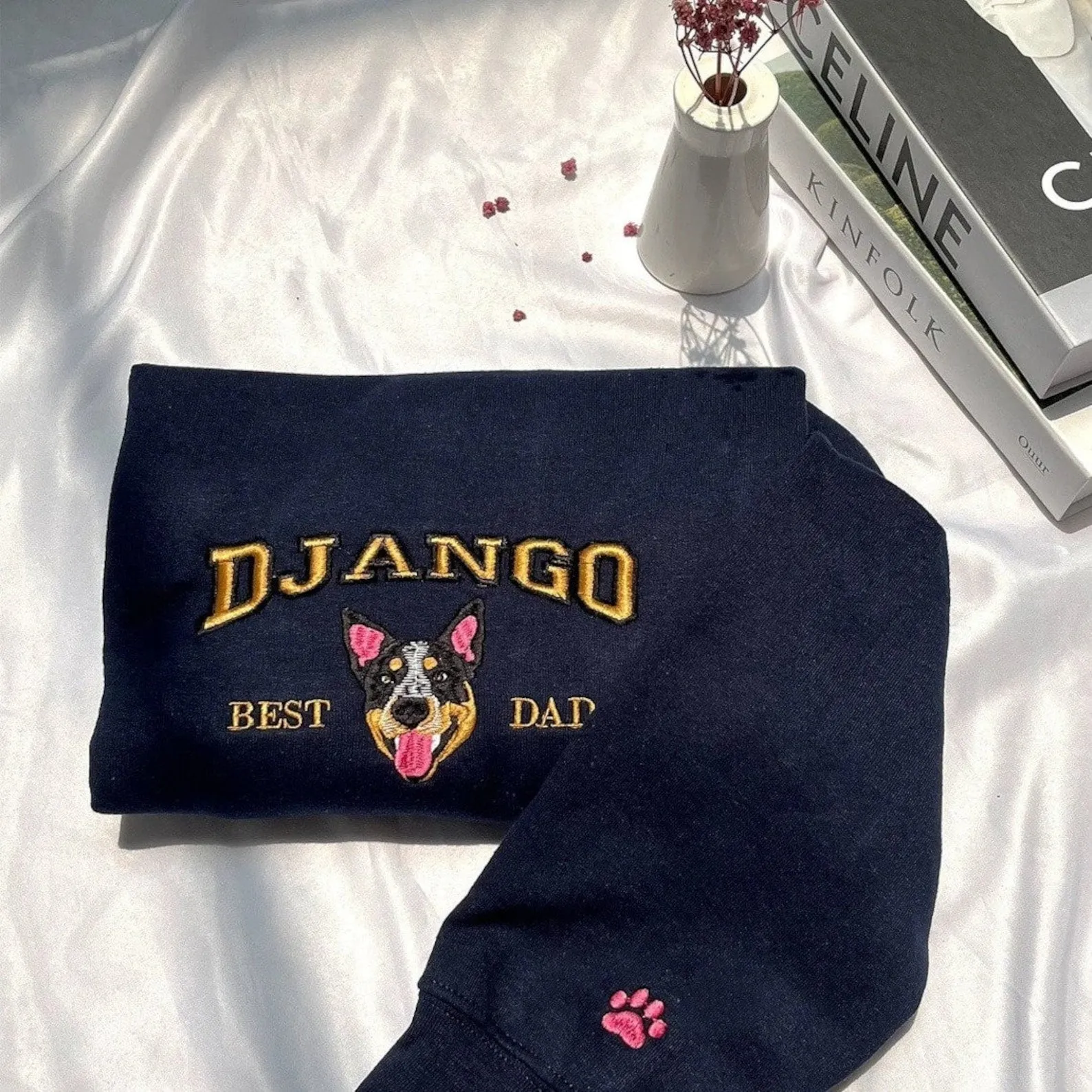 Pet Photo Hoodie Custom Cat Face Embroidered Sweatshirt for Pet Lovers